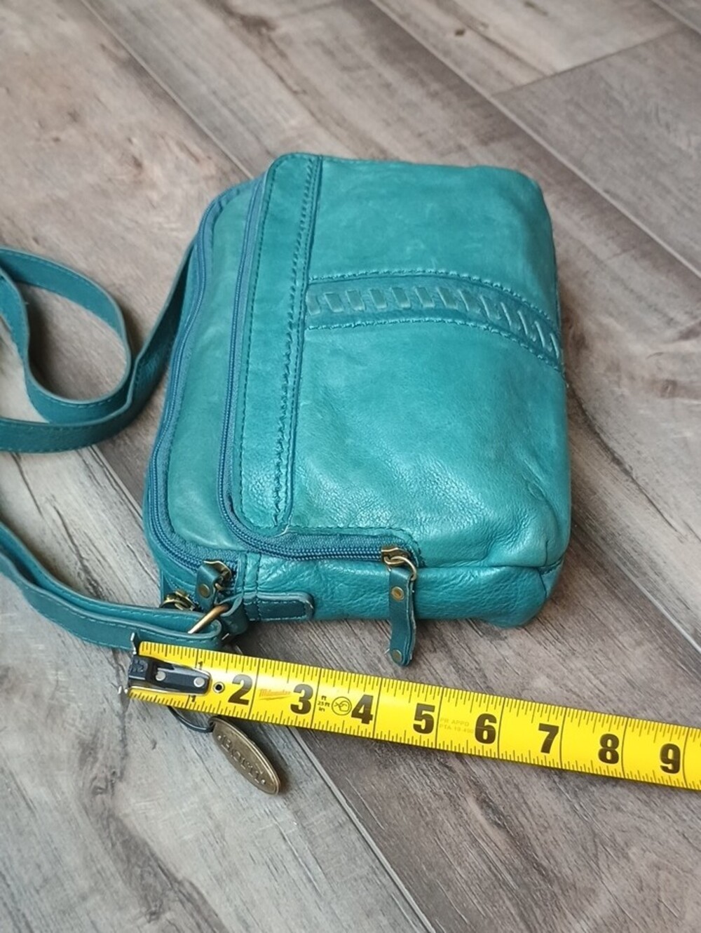 Born Teal Crossbody Leather Bag with Dual Zips - Picture 5 of 14